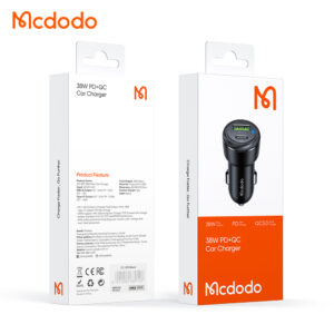 CARGADOR PARA AUTO 2 EN 1 38W PD + QC3 – MARCA MCDODO